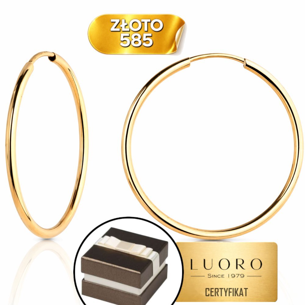 KOLCZYKI ZŁOTE 585 14K KOŁA 7 CM LEKKIE ZAPIĘCIE KREOL ELEGANCKIE