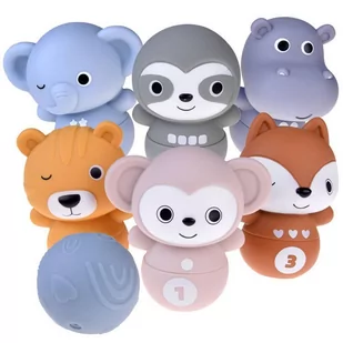 Zestaw Gumowych Kręgli Dla Dzieci Zwierzęta Zoo Od 6m+ - Zabawki sensoryczne - miniaturka - grafika 1