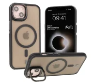 Etui i futerały do telefonów - Bizon Etui z podstawką i pierścieniem magnetycznym Case Eclipse do iPhone 14 / iPhone 13, przydymione z czarną ramką - miniaturka - grafika 1