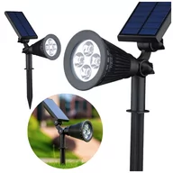 Lampy ogrodowe - Reflektor lampa solarna czarna wbijana 4led IP65 - miniaturka - grafika 1