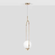 Lampy sufitowe - Stylowa lampa wisząca, złota konstrukcja z kloszem K-5391 z serii RITUS - miniaturka - grafika 1