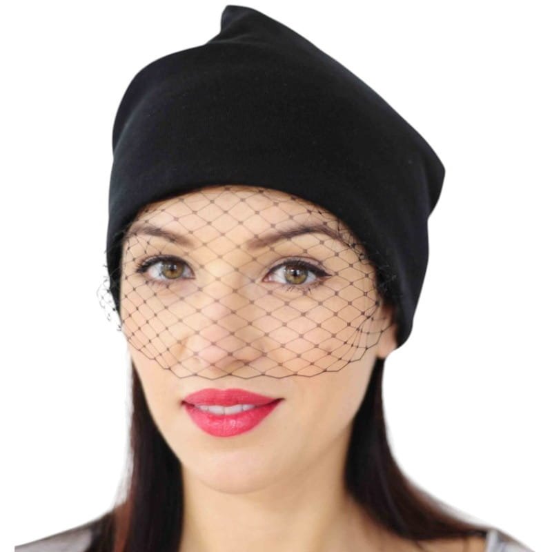 Czapka Z Woalką Czarna
