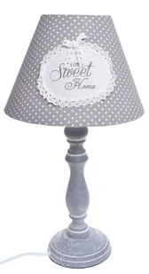 Lampa drewniana "home sweet home" szaro-biała - Lampy stojące - miniaturka - grafika 1