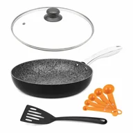 Zestawy garnków i patelni - Patelnia granitowa z pokrywką konighoffer harrison 28 cm z łopatką i zestawem 5 miarek - miniaturka - grafika 1