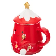 Kubki - Kubek świąteczny z pokrywką Altom Design Choinka 400ml - Czerwony - miniaturka - grafika 1