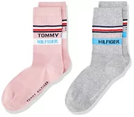 Skarpetki damskie - Tommy Hilfiger Unisex Classic Sock dziecięce skarpety (4 sztuki), jasnoszary melanż/różowy, 27-30 - miniaturka - grafika 1