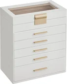 Okulary przeciwsłoneczne - Pudełko na biżuterię ze szklaną pokrywką, 6-poziomowy organizer na biżuterię, 5 szuflad, na okulary przeciwsłoneczne, duża biżut - miniaturka - grafika 1