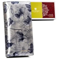 Portfele - Skórzany portfel damski w motyle Peterson, srebrny - miniaturka - grafika 1