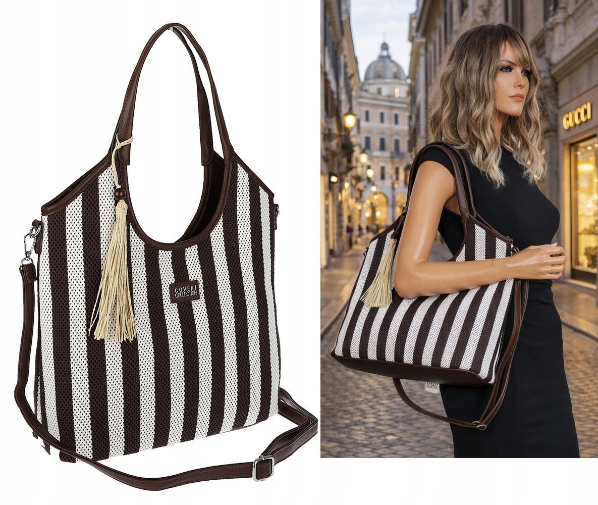 Torebka Damska Worek Shopper Torba na Ramię duża pajemna CC6732 Czekoladowa