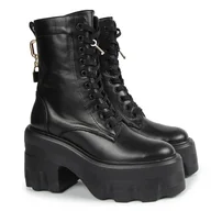 Botki damskie - Carinii B9923-E50 czarne botki workery damskie klocek platforma modne r.37 - miniaturka - grafika 1