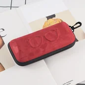 Akcesoria do okularów - Etui na okulary na zamek ET-121A czerwone zamszowe - miniaturka - grafika 1