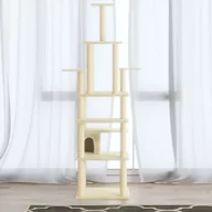 Drapaki dla kotów - vidaXL Lumarko Drapak dla kota ze słupkami sizalowymi, kremowy, 183 cm! 171482 - miniaturka - grafika 1