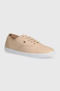 Tommy Hilfiger tenisówki CANVAS LACE UP SNEAKER damskie kolor beżowy FW0FW07805 - Trampki damskie - miniaturka - grafika 1