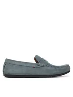 Mokasyny męskie - Tommy Hilfiger Mokasyny Casual Hilfiger Suede Driver FM0FM04998 Szary - miniaturka - grafika 1