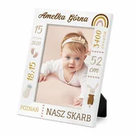 Ramki na zdjęcia - Ramka na zdjęcia biała z nadrukiem dla dziewczynki na narodziny - miniaturka - grafika 1
