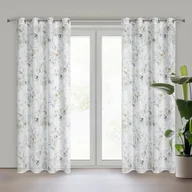 Zasłony - Zasłona SENA biało-zielona 140x250 cm z oczkami - miniaturka - grafika 1