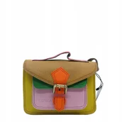 Torebki damskie - Torebka damska skórzana listonoszka kolorowa rączka regulowany pasek OLIVKA - miniaturka - grafika 1