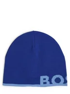 Czapki męskie - BOSS Green - Czapka męska  Acro_Beanie, niebieski - miniaturka - grafika 1