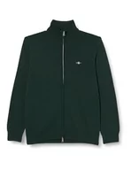 Swetry męskie - GANT Męski kardigan na co dzień bawełniany z zamkiem błyskawicznym, Tartan Green, L - miniaturka - grafika 1