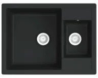 Zlewozmywaki - Elior Czarny dwukomorowy zlewozmywak granitowy A6-L34 - miniaturka - grafika 1