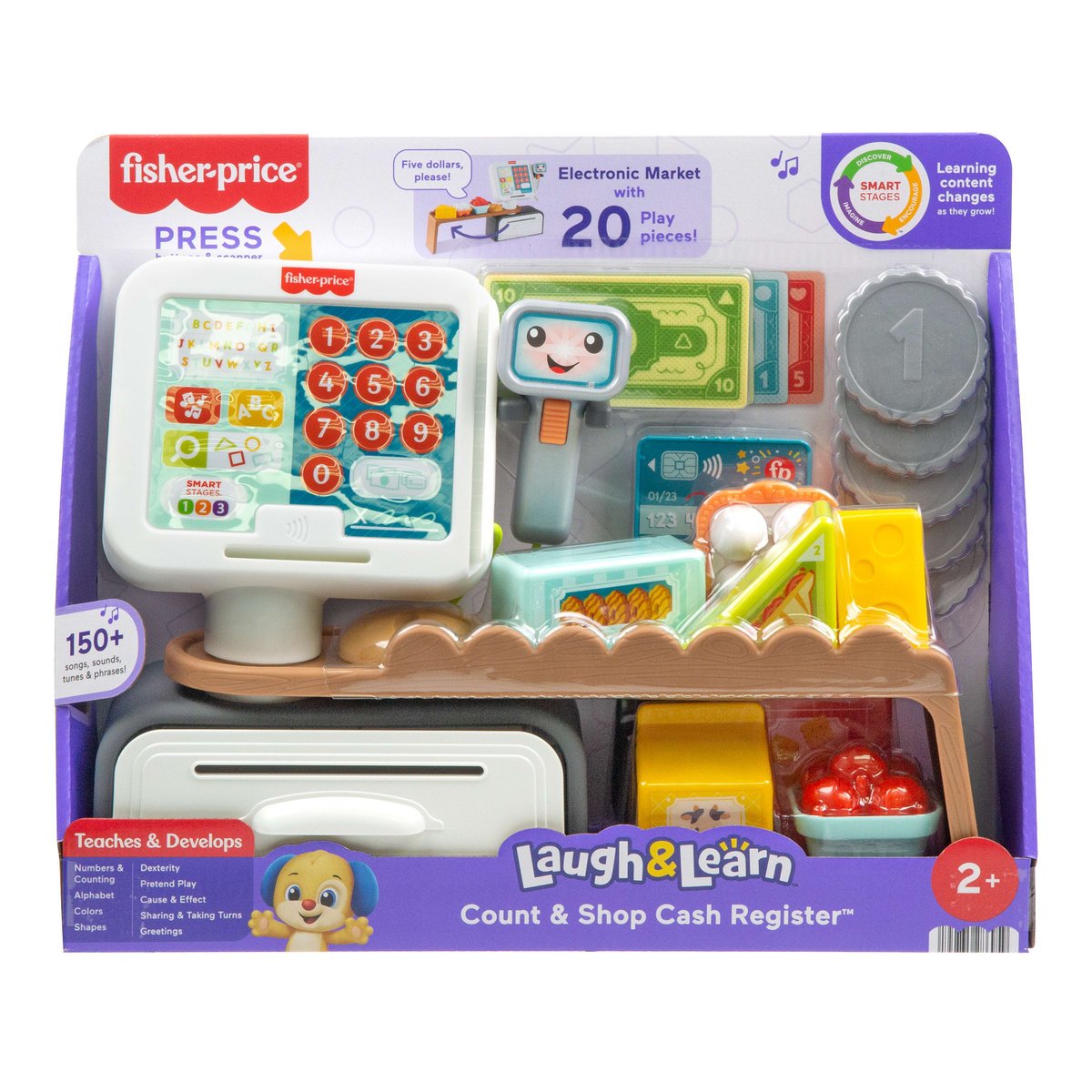 Fisher-Price „Ucz się i śmiej“ Sklepik - Kasa fiskalna „Kupuj i skanuj” Zabawka interaktywna (POL/ENG/CZ/SL/HU)