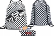 Plecaki worki - VANS ZESTAW 2W1 WOREK + PIÓRNIK OLD SKOOL SZACHOWNICA CHECKERBOARD DESKA - miniaturka - grafika 1