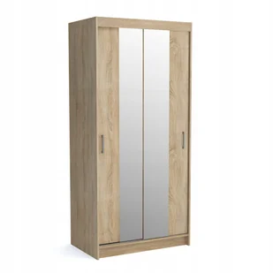 Szafa przesuwna NICO 2 z lustrem 110cm dąb sonoma z oświetleniem LED - Szafy - miniaturka - grafika 1