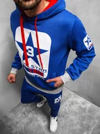 Bluzy męskie - BLUZA MĘSKA Z KAPTUREM NIEBIESKA JS/Y10001BZ - Ozonee - miniaturka - grafika 1