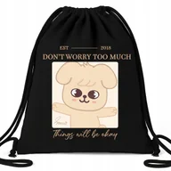 Plecaki worki - Worek Plecak EKO Czarny DON'T WORRY TOO MUCH Na Buty Prezent Muzyka KPOP Wz - miniaturka - grafika 1