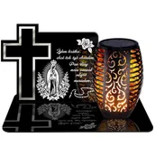 Lampiony i znicze - ZNICZ SOLARNY LED WIECZNY PODSTAWKA NA CMENTARZ GRÓB Krzyż EFEKT PŁOMIENIA - miniaturka - grafika 1