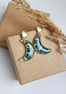 Kolczyki - Kolczyki księżyc z suszonymi kwiatami - miniaturka - grafika 1