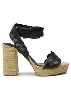 Sandały damskie - Pepe Jeans Sandały Lenny Braid PLS90652 Czarny - miniaturka - grafika 1