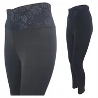 Legginsy - Legginsy Modelujące Push Up Efekt Skóry Rekina Z Koronkowym Pasem S/M 36 - miniaturka - grafika 1