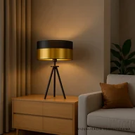 Lampy stojące - Czarno-złota lampa stołowa na trójnogu ALTA GLAM w stylu glamour - miniaturka - grafika 1