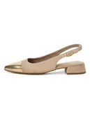 Baleriny - Tamaris Skórzane baleriny w kolorze beżowym - miniaturka - grafika 1