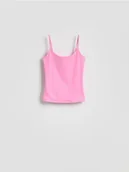 Koszulki i topy damskie - Reserved - Gładki top na ramiączkach - intensywny róż - miniaturka - grafika 1