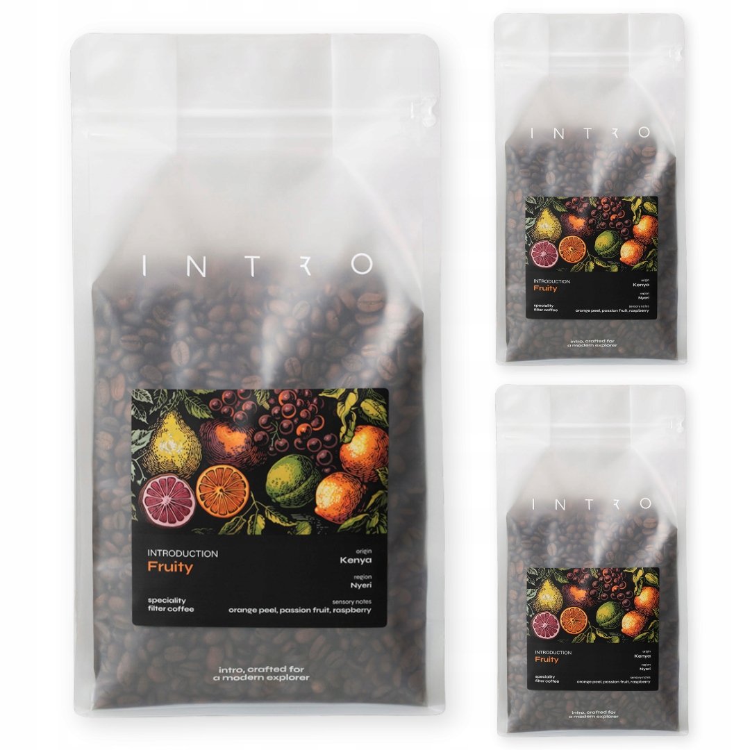 Kawa ziarnista 3x1kg Fruity Kenia, kawa przelewowa, single Intro