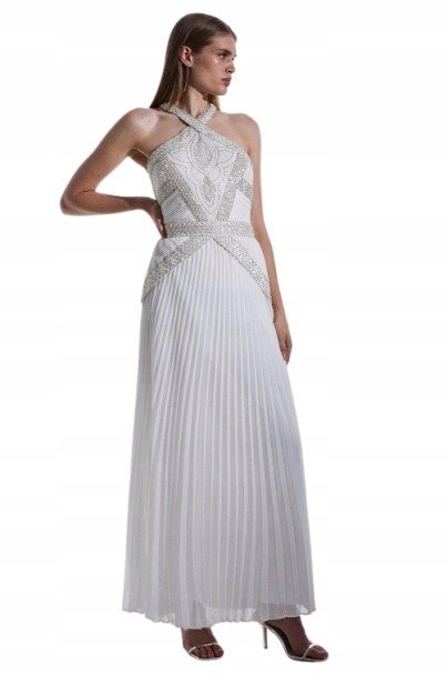 KAREN MILLEN SUKIENKA PLISOWANA BIAŁA MAXI 38 Y1P
