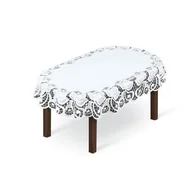 Obrusy i serwetki - Obrus żakardowy owal 254261/100y 100 x 150 cm biały - miniaturka - grafika 1