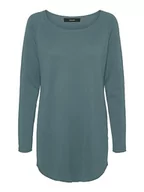 Bluzki damskie - Vero Moda Vmnellie Glory Ls Long Bluzka Noos Sweter, niebieski Atlantyk, M - miniaturka - grafika 1