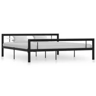 Łóżka - vidaXL Rama łóżka, czarno-biała, metalowa, 180x200 cm - miniaturka - grafika 1