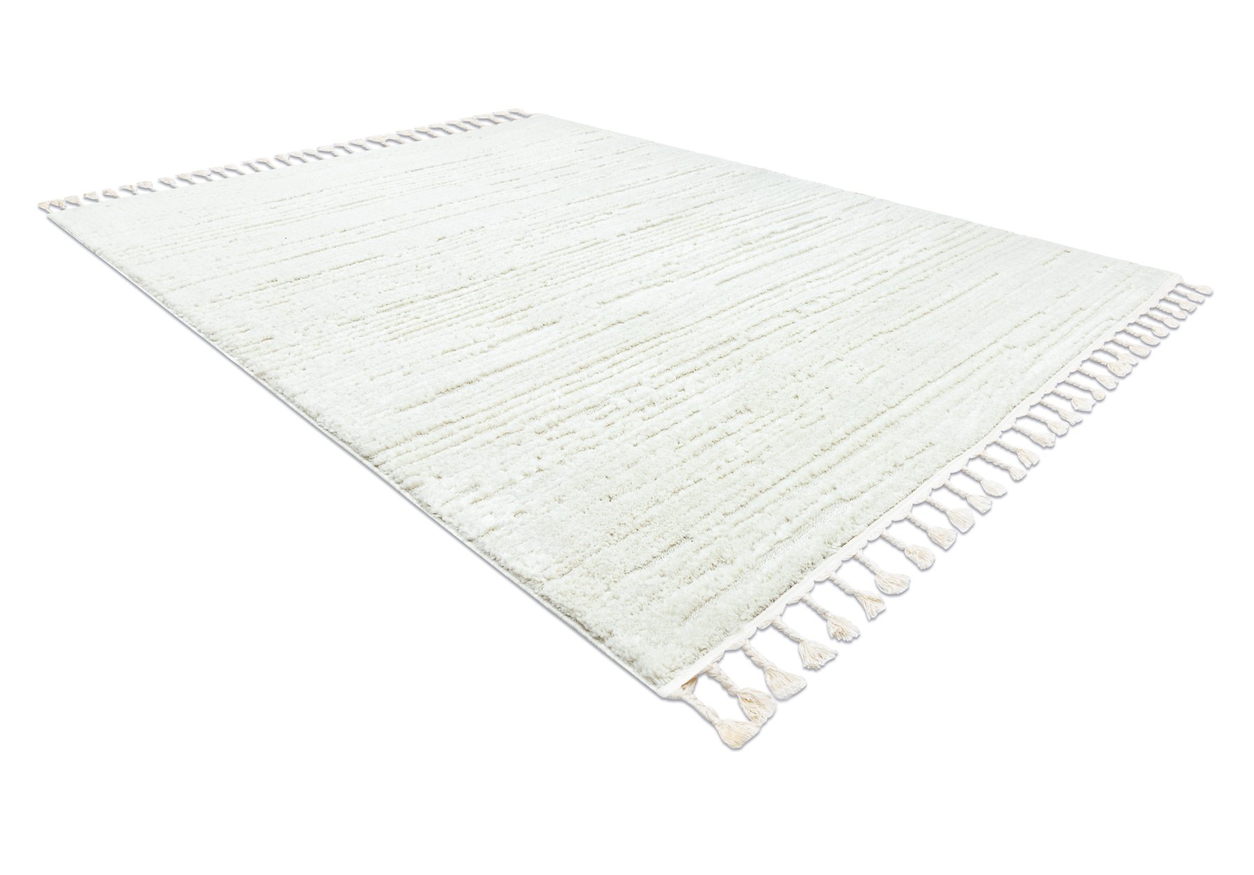 Dywan SEVILLA AC53B paski, prążki Frędzle berberyjski marokański shaggy biały 180x270 cm