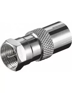 Adapter F: Wtyk F   Gniazdo do kabla koncentrycznego - Połączenie, materiał obudowy cynk - Złącza, przejściówki, adaptery - miniaturka - grafika 1