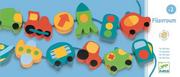 Zabawki interaktywne dla dzieci - Djeco Drewniana nawlekanka Pojazdy - miniaturka - grafika 1