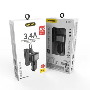 Dudao zestaw samochodowa ładowarka 2x USB 3.4A + zestaw słuchawkowy słuchawka Bluetooth czarny (R10 black) - Ładowarki do telefonów - miniaturka - grafika 13