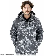 Kurtki męskie - LH-ORKAN-J - męska kurtka ochronna stójka podszyty polarem dopinany kaptur softshell ocieplana wiatro i wodoodporna elastyczna z - moro-szary 3XL - miniaturka - grafika 1