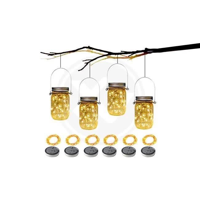 Dekoracyjna lampka solarna led słoik wiszący z ciepłym światłem 3000K 0745 LVT