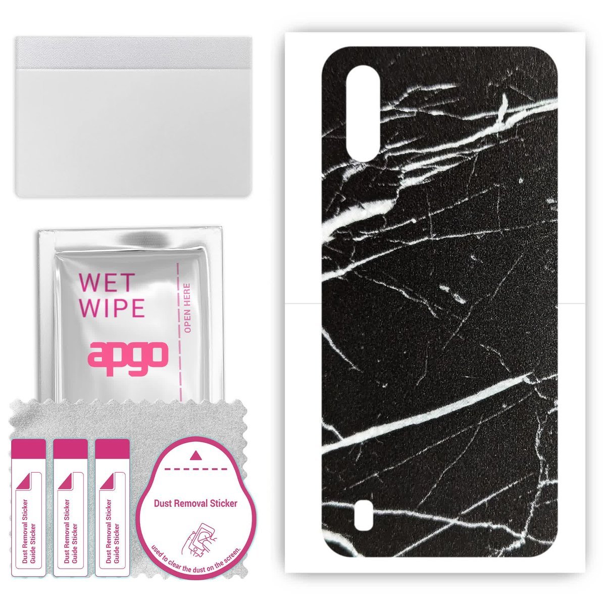 Folia naklejka skórka strukturalna na TYŁ do Samsung Galaxy A01 - Marmur Ciemny - apgo SKINS