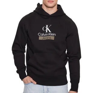 Calvin Klein Jeans bluza męska z kapturem czarna J30J323762-BEH L - Bluzy męskie - miniaturka - grafika 1