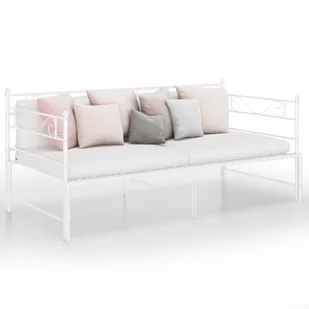 vidaXL Lumarko Sofa z wysuwaną ramą łóżka, biała, metalowa, 90x200 cm 324783 - Łóżka - miniaturka - grafika 2